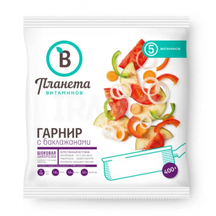 [4-44] Гарнир с баклажанами, Планета Витаминов, 400 г, (25)