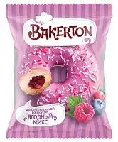 [4-331] Донат, глазир.Ягодный микс с начинкой со вк.ягод, Хлебпром, 70 г, (36ШБ)