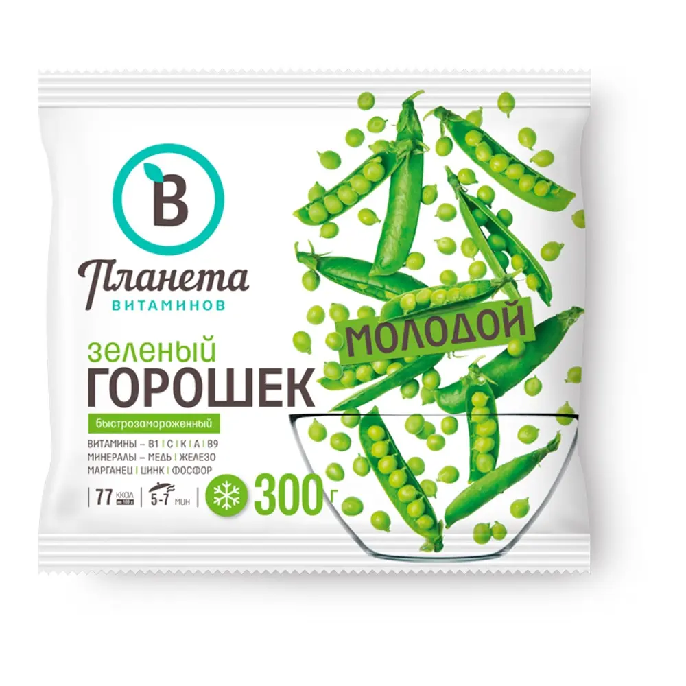 [4-34] Зеленый Горошек Молодой, Планета Витаминов, 300 г, (20)