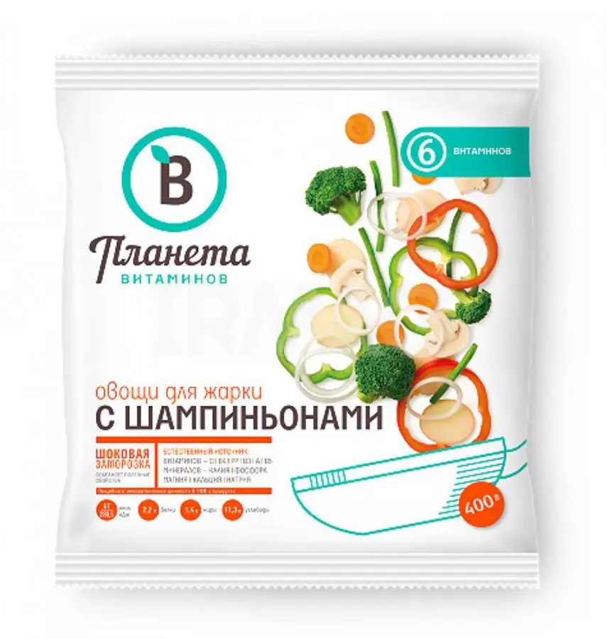Овощи для жарки с шампиньонами, Планета Витаминов, 400 г, (25)