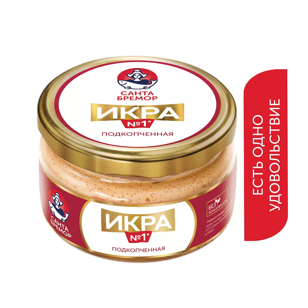 [4810168050092] Икра деликатесная мойвы "Икра №1" подкопченная 180 г 1/6