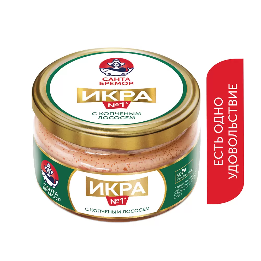 [4810168050108] Икра деликатесная мойвы "Икра № 1" с копченым лососем 180 г 1/6