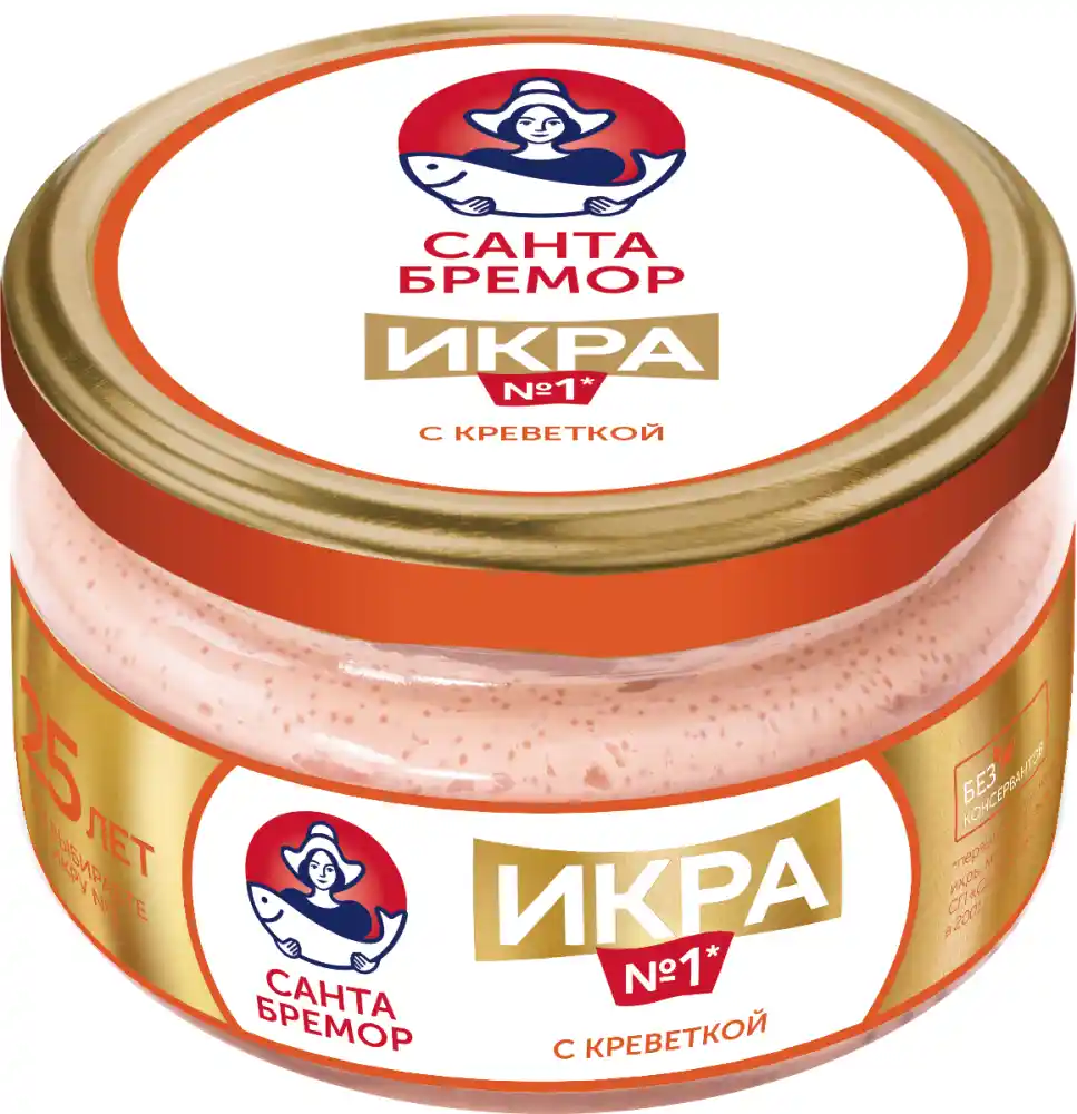 [4810168050122] Икра деликатесная мойвы "Икра № 1" с креветкой 180 г 1/6