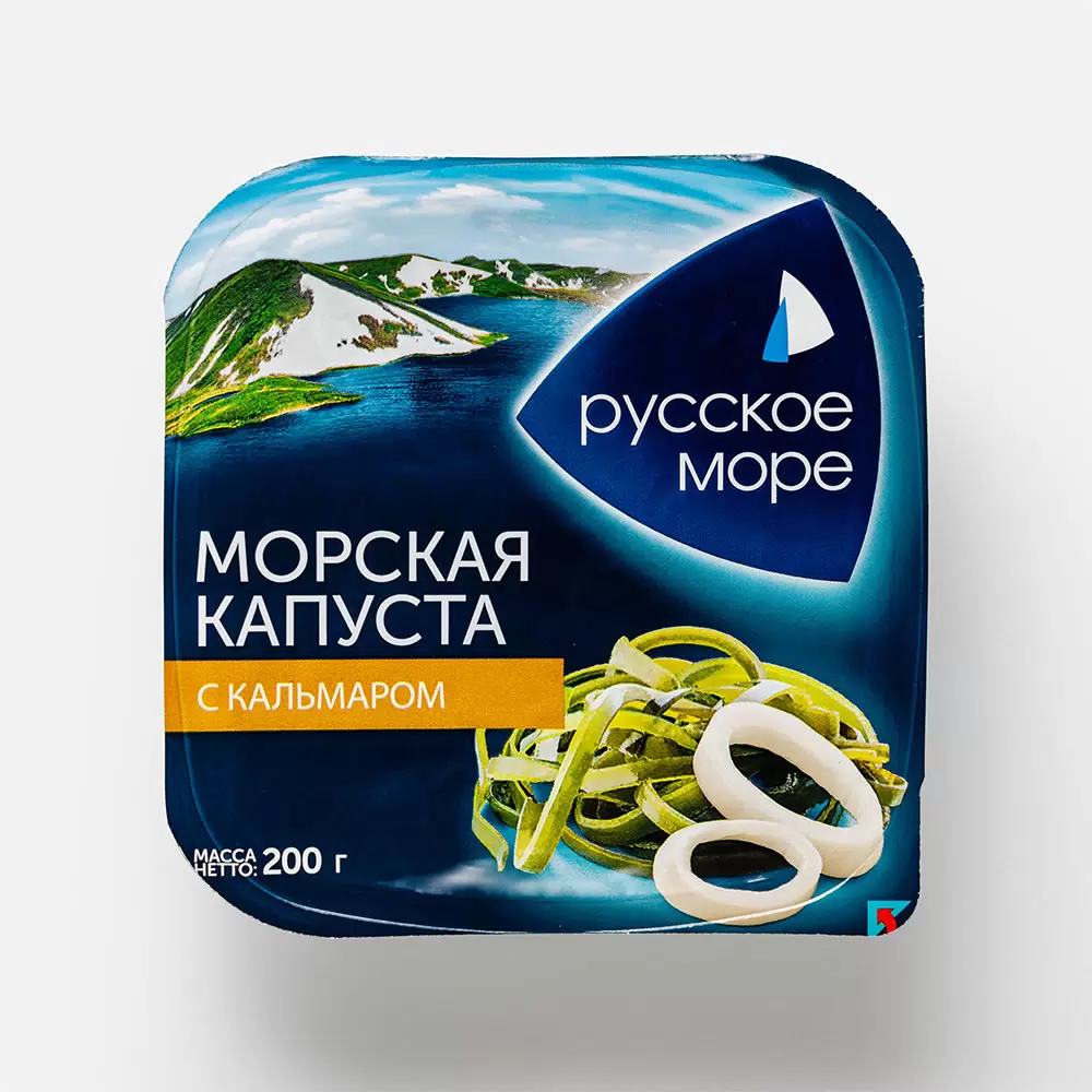 Капуста морская маринованная с кальмаром 200 г 1/12 "Русское море"
