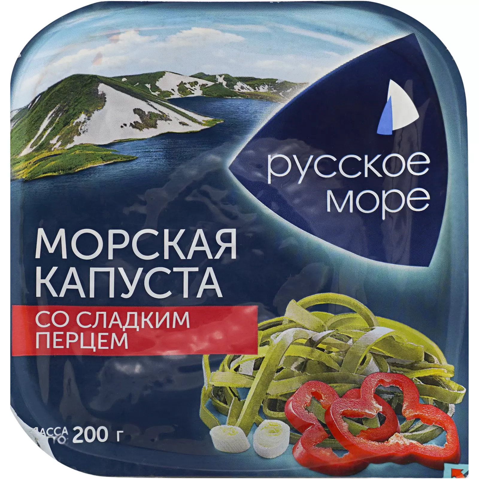 Капуста морская маринованная с луком и сладким перцем 200 г 1/6 "Русское море"