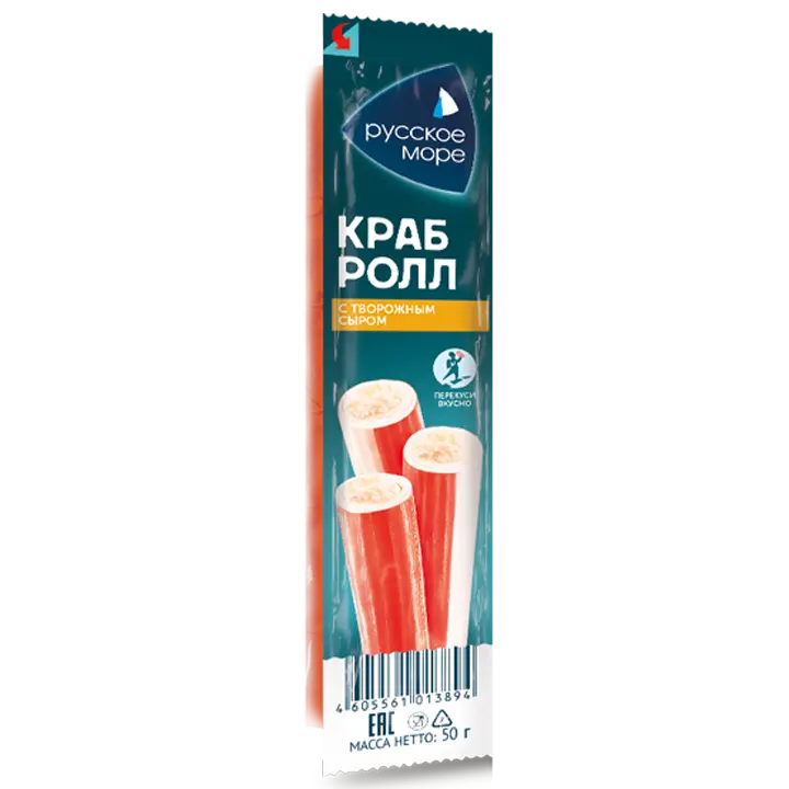 [4605561013894] Крабовые палочки Краб-ролл "Русское Море" имитация с сыром 50г 1/36 «патронташ»