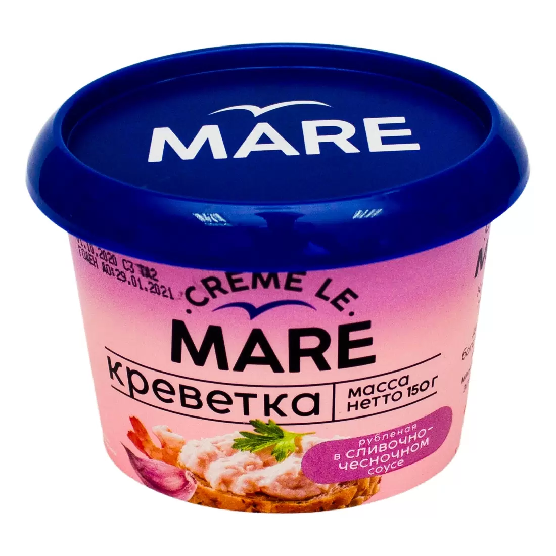 [4607010736682] Креветка ваннамей рубленая в сливочно-чесночном соусе 150 г 1/6  MARE ТМ ББ