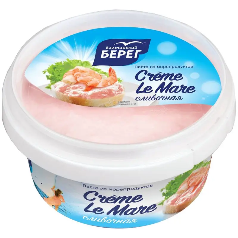 [4607010734718] Паста из морепродуктов ароматизированная "Сливочная" 150 г 1/6  ТМ ББ