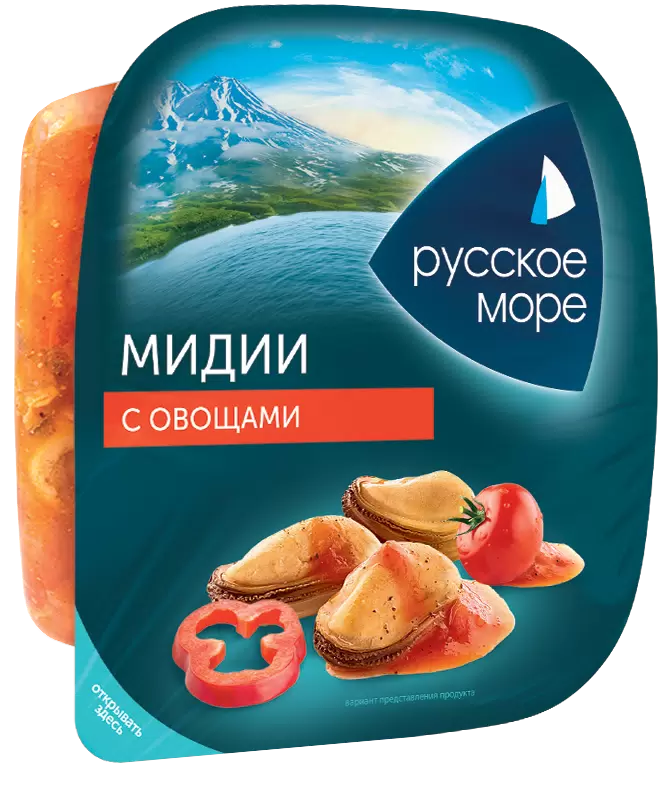 [4605561014990] Салат из мяса мидии чилийской вареного с овощами "Русское море" 150г 1/6