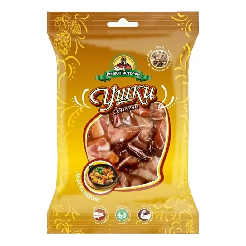 Ушки свиные в/к с красным перцем 80 гр. 1/30