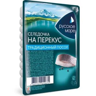 [4605561015911] Филе-кус. сельди Т/О слабосол. ''Селедочка на перекус'' в масле 150 г 1/10 "Русское море"