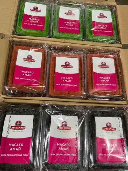 [3-369] Икра Масаго Санта Бремор
цвета: красный, оранжевый, зеленый, черный