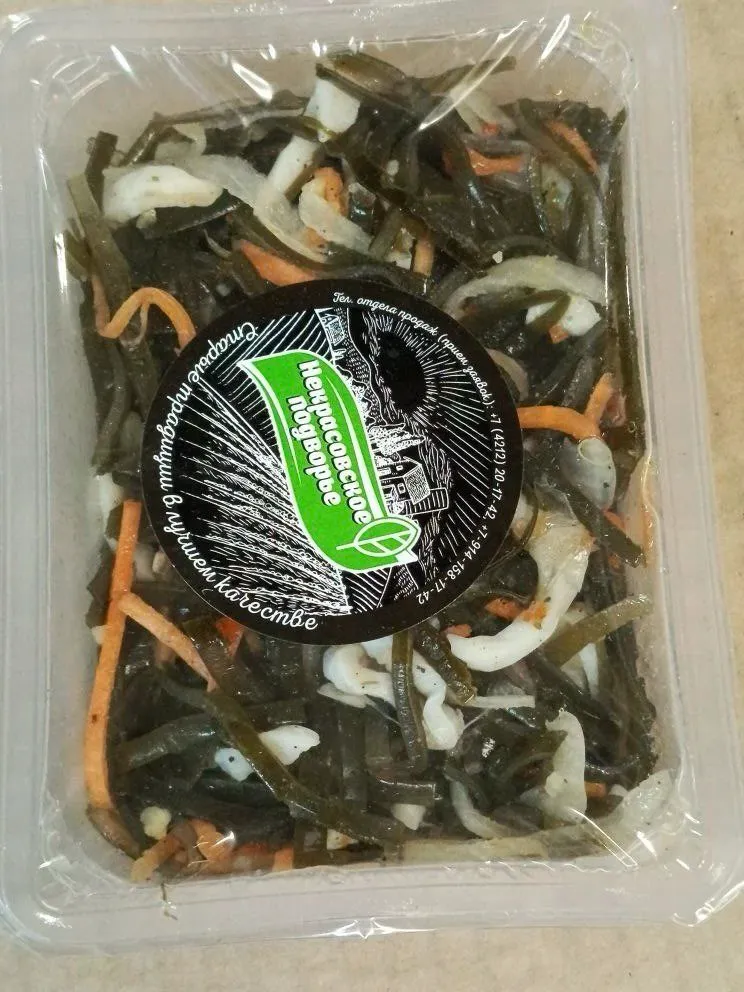 Салат из морской капусты с кальмаром 200 гр (под запайку) Некрасовское подворье