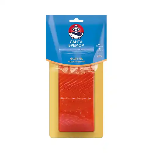[4605561012088] Форель подкопченная филе-кусок "Русское море" 200г 1/6