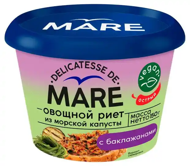 [4605561016321] Салат из капусты морской маринованной "Риет" "Закуска" с овощами 150 г 1/6 РМ
