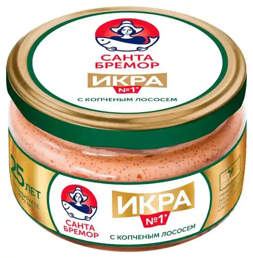 Икра деликатесная мойвы "Икра № 1" с копченым лососем 270 г 1/6