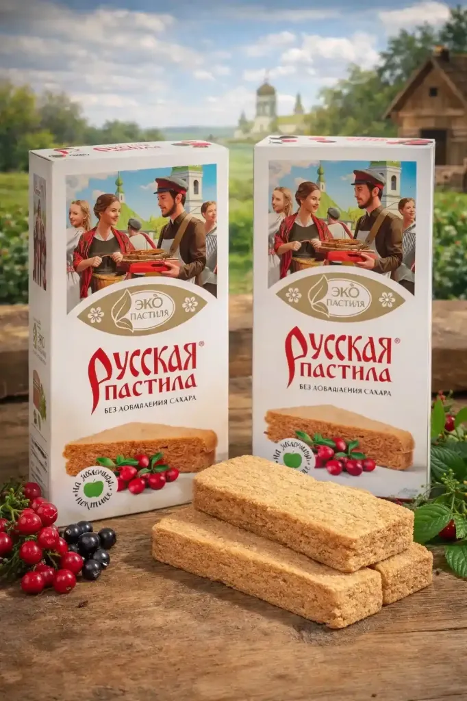 [18-4411] «Русская пастила» без сахара 45гр Вкус: яблоко/яблоко-клюква
