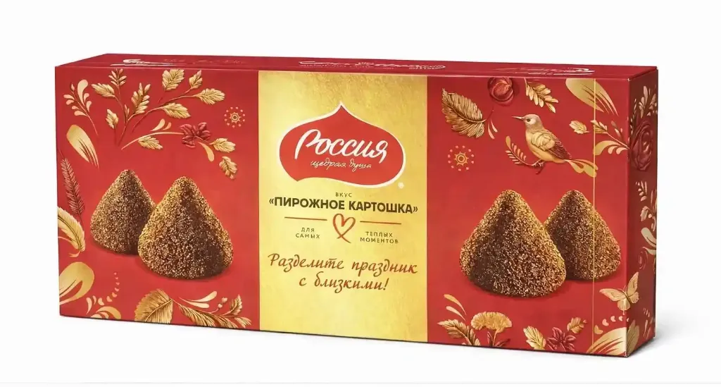 [18-4384] Конфеты подарочные «Россия» со вкусом пирожного картошка 146гр