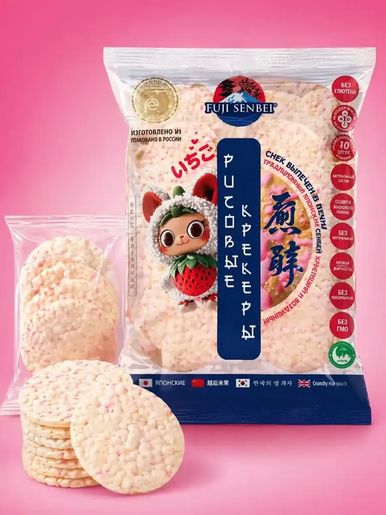 Рисовый крекер - Клубника 106гр