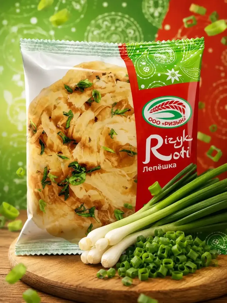 Лепешка «Roti» замороженная "с Зелёным Луком". Упаковка на 5шт