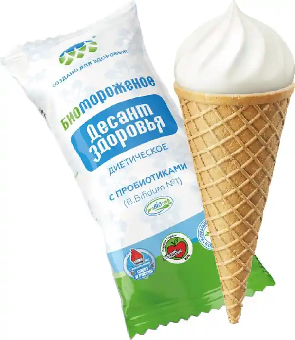 [4670106120047] Биомороженое "Рожок Десант здоровья" кисломол. ванильное 45г 1/30
