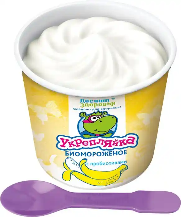 [4670106120061] Биомороженое "Укрепляйка"с баноновым пюре, кисломол. ванильное 45г бум.стак.1/30