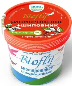 [4670106120177] Биомороженое "BIOfly+Шиповник" кислом. ванильное с эстр.шиповника 45г бум.стак.1/20