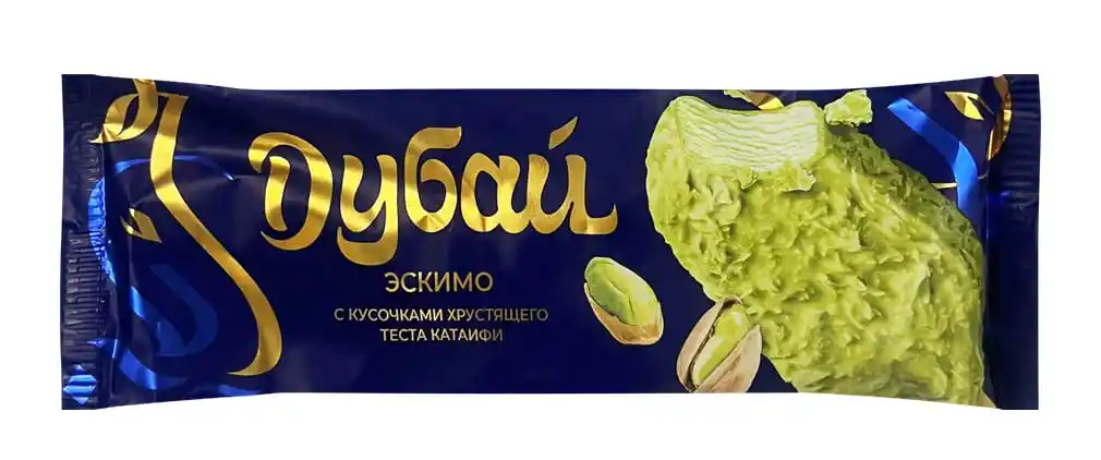 Десерт в глазури фисташ.-кунжут., с кусоч. теста "Катаифи" "ДУБАЙ" эскимо 60 г 1/36