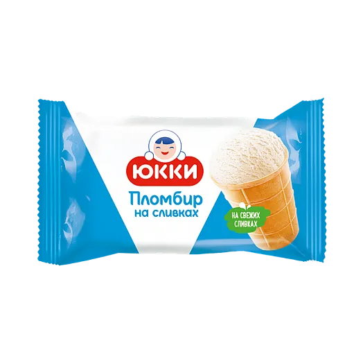 Мороженое пломбир  "ЮККИ Пломбир на сливках" в ваф. стаканчике 70г 1/24
