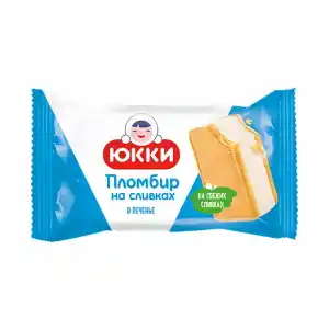 [4810168045821] Мороженое пломбир "ЮККИ Сметанковый"с ароматом молока в печенье 80г  1/36