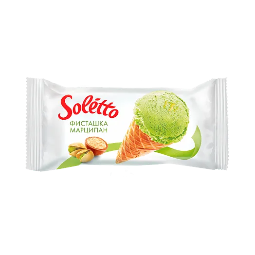 Мороженое сливочное «Soletto CLASSICO Pistacchio e Marzapane ФИСТАШКИ И МАРЦИПАН»ваф. рожок 75г 1/24