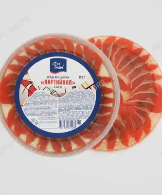 [4680037634575] Сельдь филе-кусочки в масле "Партийная" 150 г 1/8