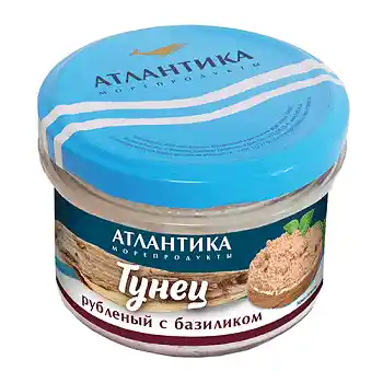 [4607095506484] Крем-паста из тунца обыкновенного рубленого г/к с базиликом 150г Атлантика 1/6