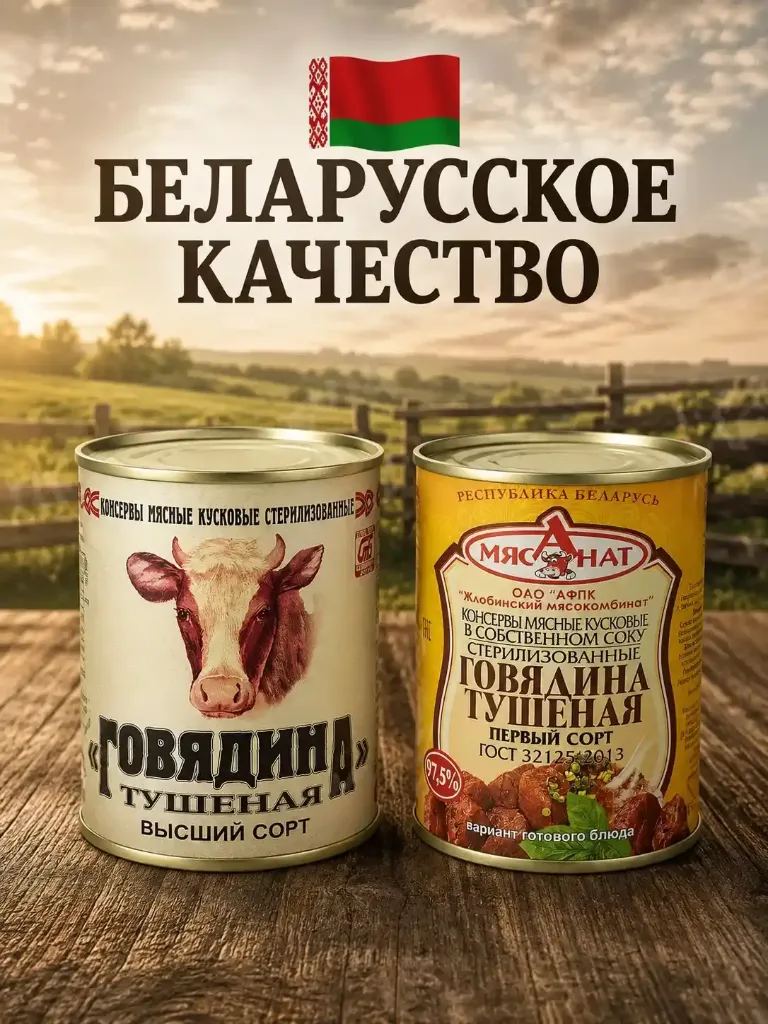 Говядина тушеная «Жлобин» желтая 338гр х 10шт