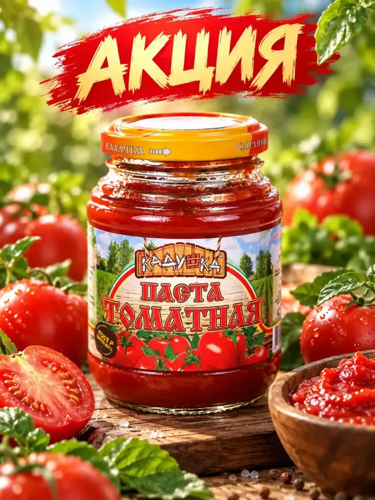 Томатная паста «Кадушка»
260гр х 12шт