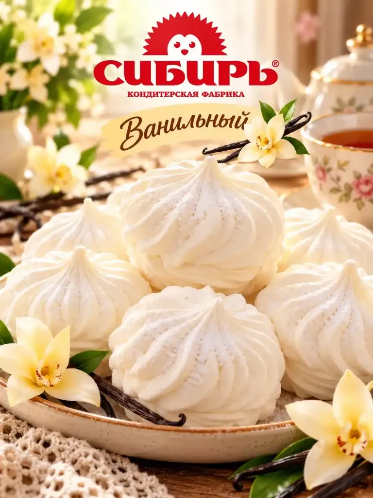 Зефир ванильный весовой ;  коробка на 2 кг