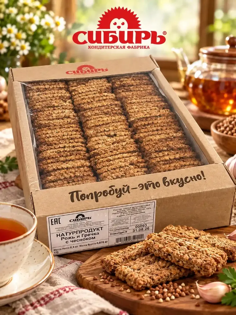 Хлебцы рожь и гречка с чесноком ;  800 г