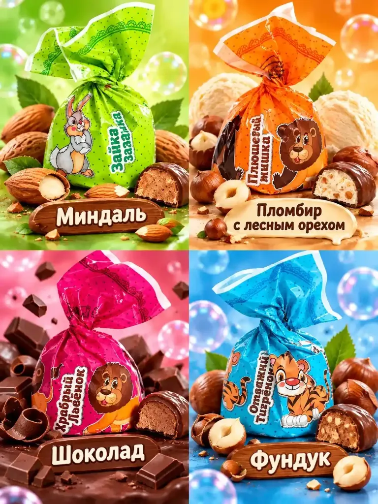 Конфеты «Наши сказки» асс-ти в коробке ;  коробка на 2 кг